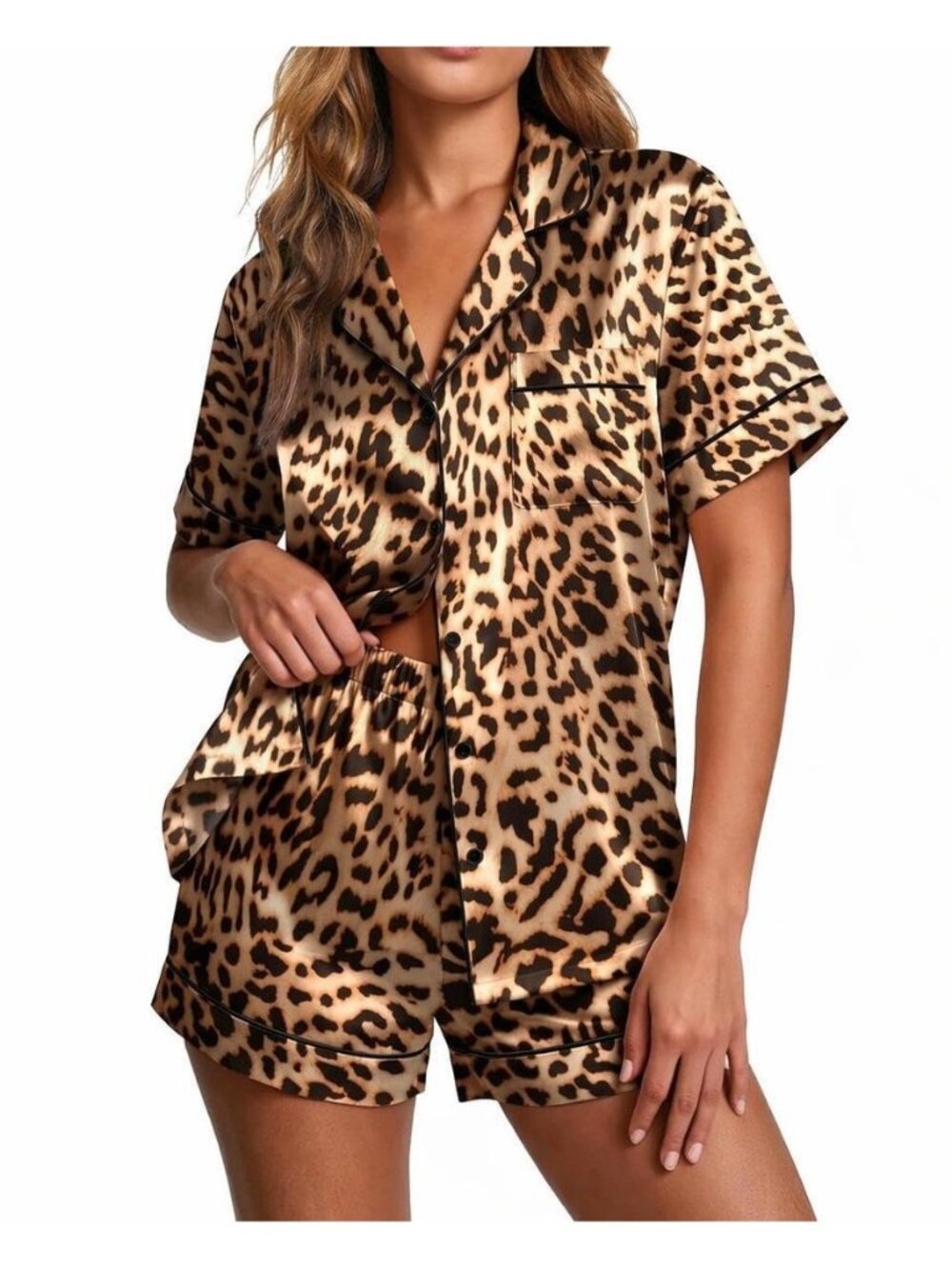 Pajamas for Women Set Silk Satin Pjs 2 Piece Button Down Sleepwear